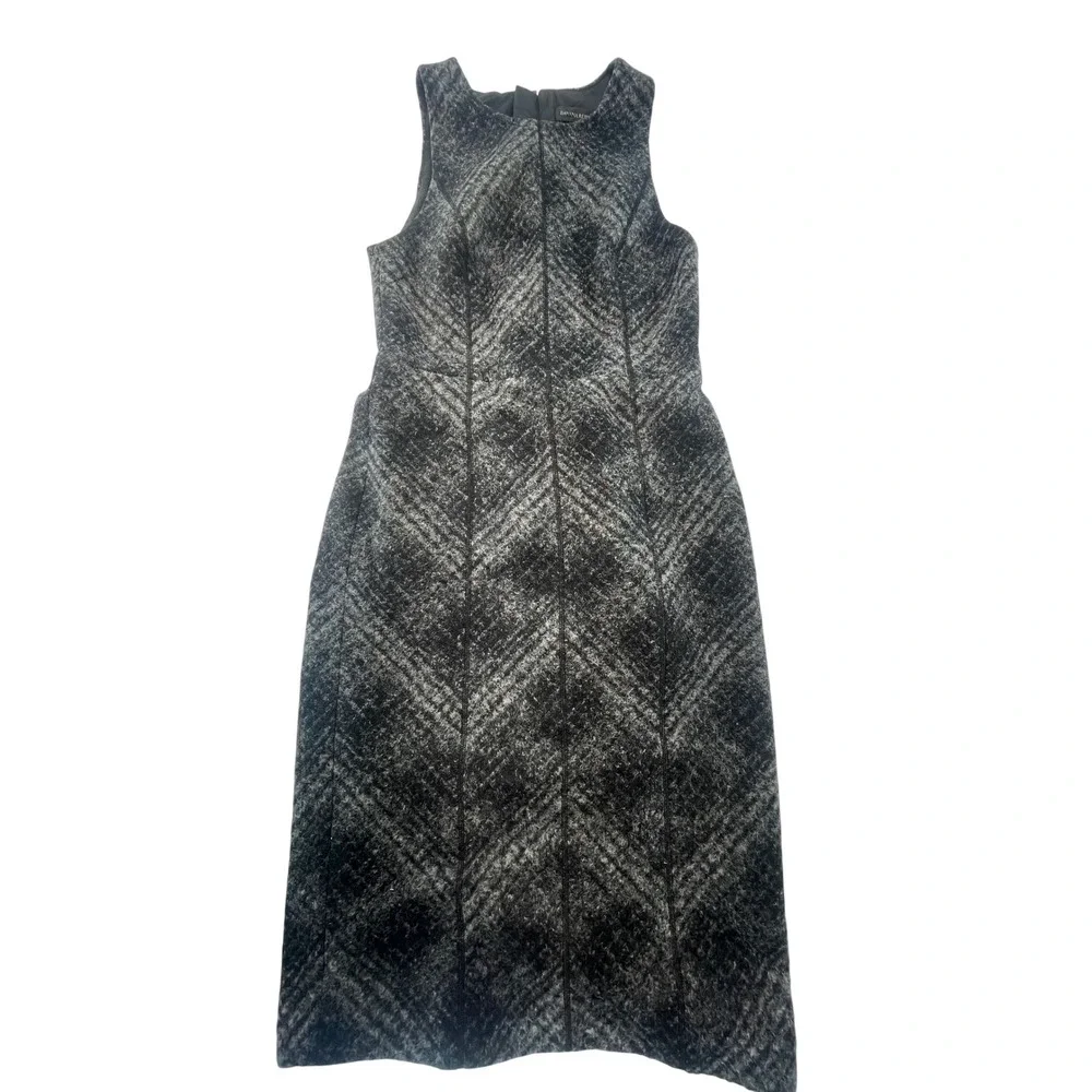 Banana Republic Dress Herringbone Sleeveless Black Gray Career Petite Size 2 - Picture 1 of 9